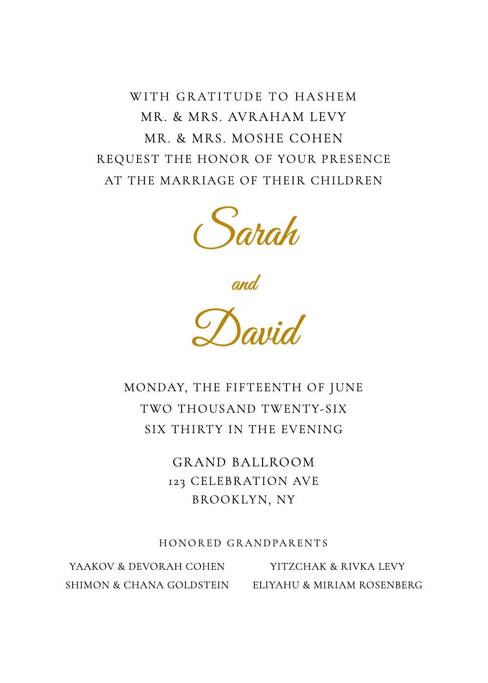 Classic English wedding invitation design