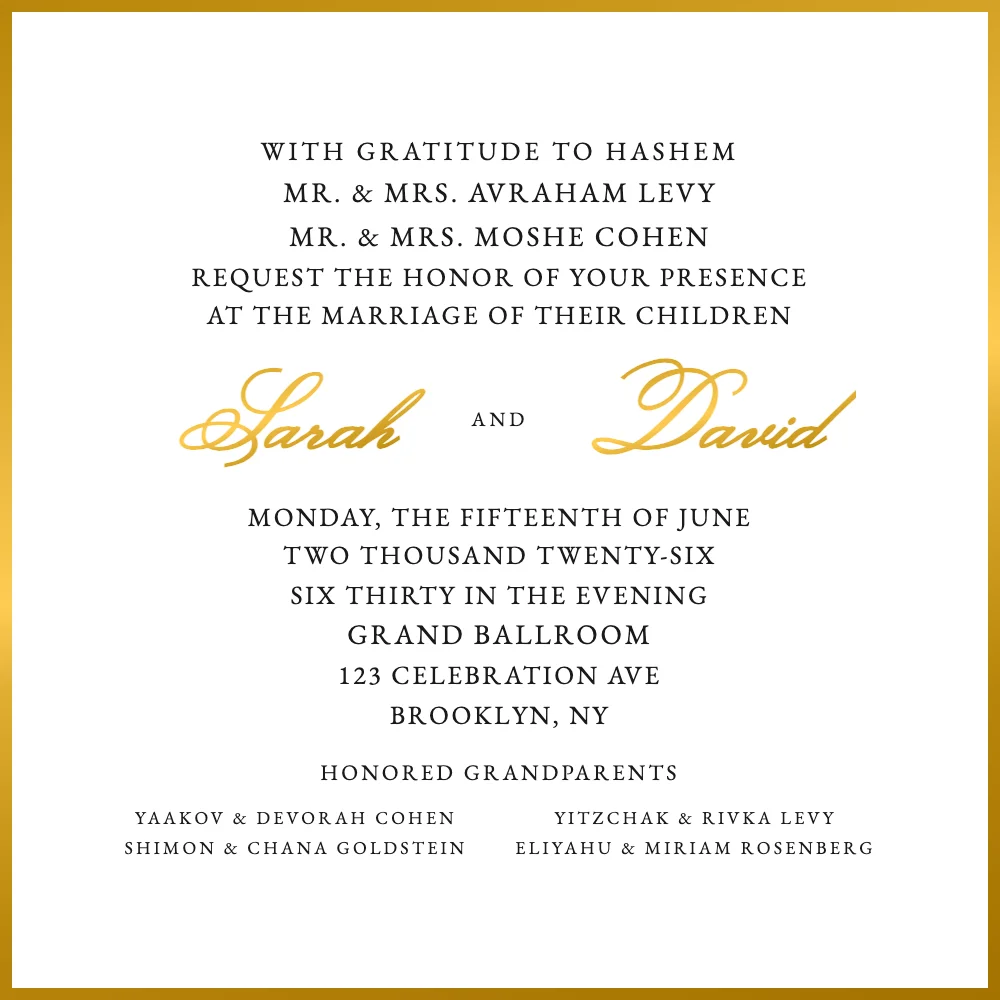 Distinguished English wedding invitation design