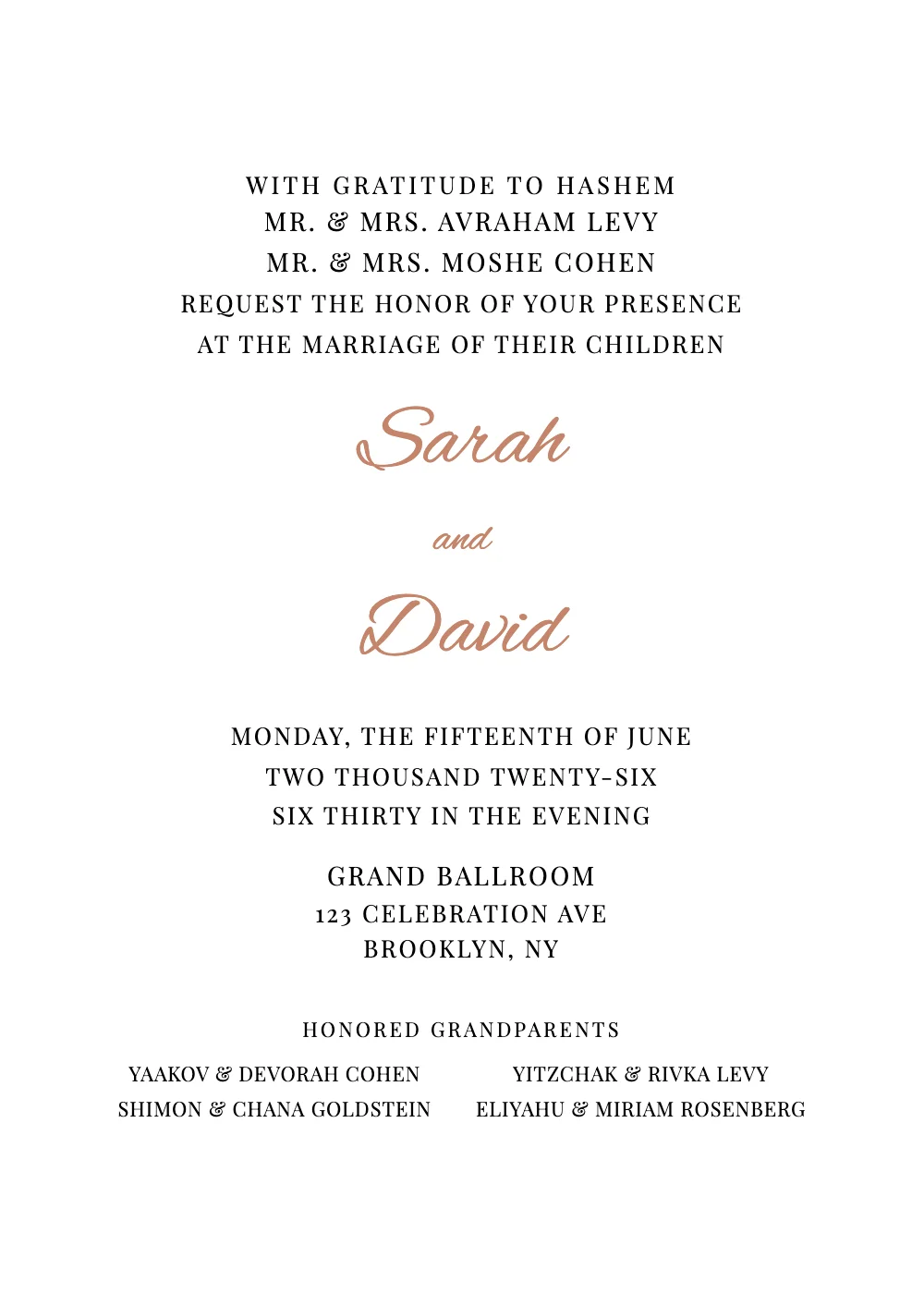 Graceful English wedding invitation design