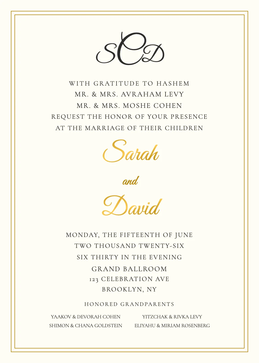 Elegant English wedding invitation design