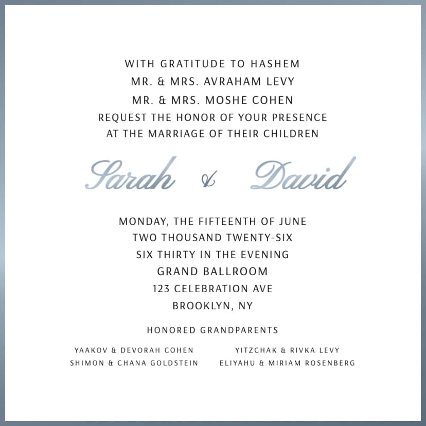 Modern English wedding invitation