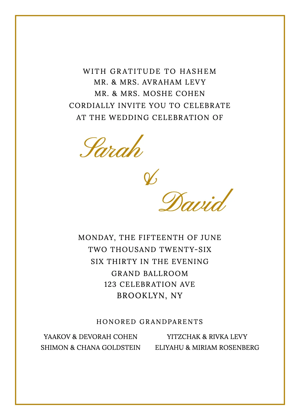 Refined English wedding invitation design